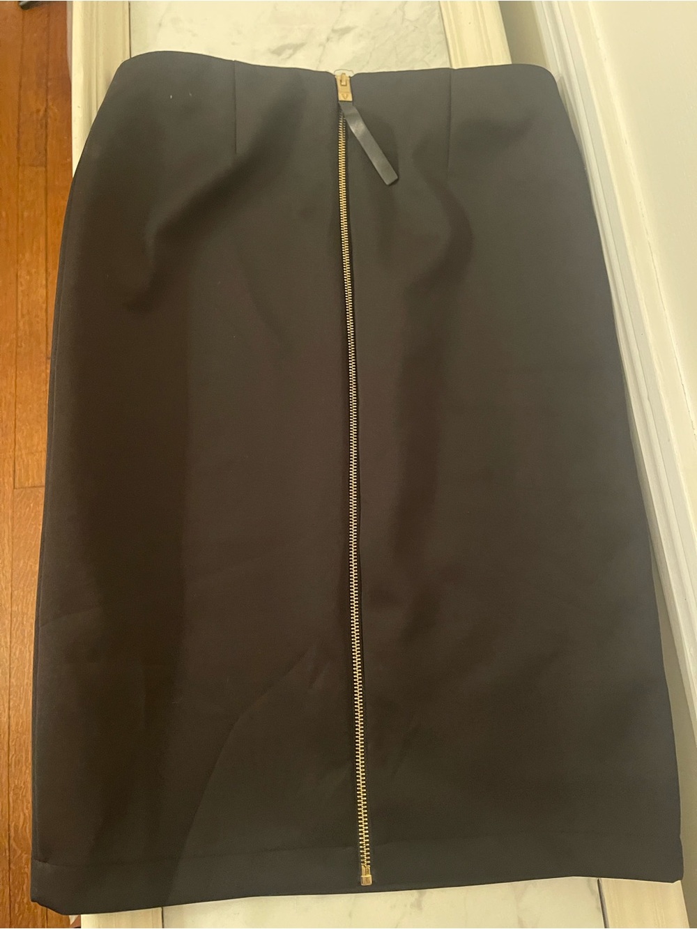 Vince Camuto Black Pencil Skirt with Center Gold Zip